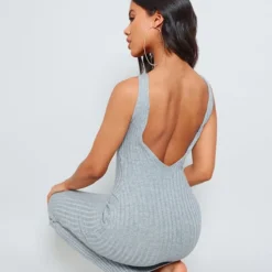 Robe Longue En Maille Tricot Gris Chiné à Dos Nageur échancré -Jupe Lumine Soldes Boutique 73532d05ab05701bb733992692aa418d22f3b092 cnd7384 4