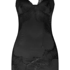 Robe Moulante Satinée Noire à Bretelles Et Détail Dentelle -Jupe Lumine Soldes Boutique 73c37a3a8f702da94a0676c2ff625815d2c7dd6d cnb2504 5