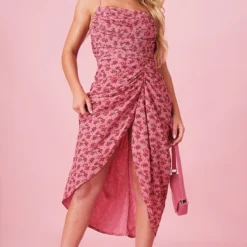 Robe Mi-longue En Mousseline De Soie Froncée Imprimé Abstrait Rose Détail Drapé -Jupe Lumine Soldes Boutique 73d9012645d495bb0e397d10c15ef9acb5d3783a cnd2303 1