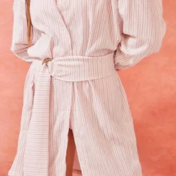 Robe Chemise De Plage Oversize Côtelée Argile à Rayures Et Taille Nouée -Jupe Lumine Soldes Boutique 746840f7a1e6ad3f126fabd0a66412987c6ac682 cne4502 4
