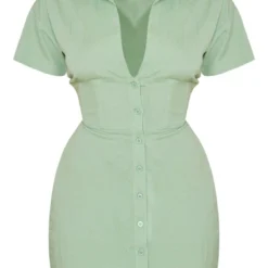 Robe Chemise Effet Lin Vert Sauge à Manches Courtes Et Taille Ceintrée 9 Robe Chemise Effet Lin Vert Sauge à Manches Courtes Et Taille Ceintrée -Jupe Lumine Soldes Boutique 74ce3ab4b69e7645395b111439e38bdad2c95971 cne2853 5