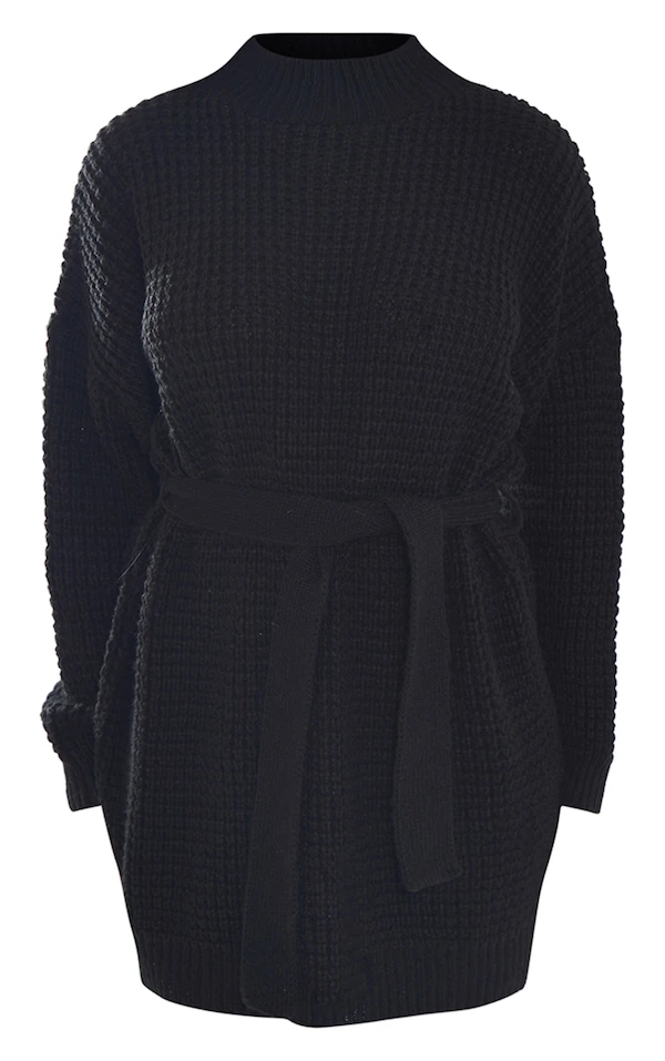 Robe Pull En Maille Tricot Gaufrée Noir Profond 5 Robe Pull En Maille Tricot Gaufrée Noir Profond – Image 5