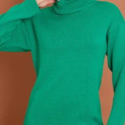 Robe Pull Verte Basique En Maille Tricot à Col Roulé -Jupe Lumine Soldes Boutique 758c916d83e012201dfc015400e6f15610aabc86 cmz8161 4