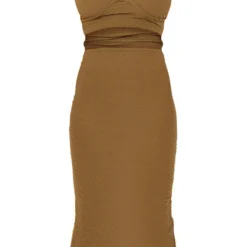 Robe Mi-longue Découpée Texturée Kaki à Col Nageur -Jupe Lumine Soldes Boutique 75eb88a9d19fedb310604acd6cb33f88563182fd cnd1237 5