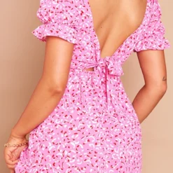 Robe Droite Rose Imprimé Abstrait à Découpe Et Devant Torsadé -Jupe Lumine Soldes Boutique 760b2f558e72e515857a95abe730dbd965942c66 cnd4036 4