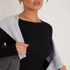 Robe Moulante Côtelée Structurée Noire Froncée à Détail Contours -Jupe Lumine Soldes Boutique 760f103446608252489d4b821a01f5c55f90a3d2 cnc6728 4