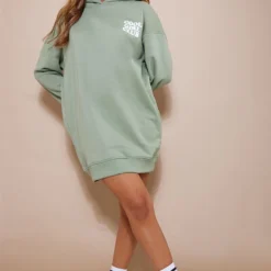 Robe Pull Oversize Sauge Doublure En Polaire à Capuche Et Slogan Cool Girl -Jupe Lumine Soldes Boutique 762688379990faa7321dd3dece74583cd3afee6f cnd2406 3