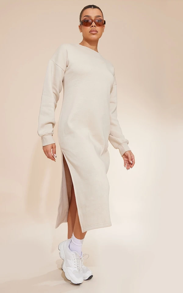 Robe Sweat Longue Avoine à Col Montant Et Doublure En Polaire 1 Robe Sweat Longue Avoine à Col Montant Et Doublure En Polaire