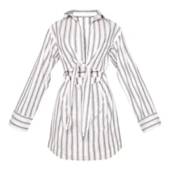 Robe Chemise Rayée Grise à Manches Longues Et Détail Noué Devant -Jupe Lumine Soldes Boutique 7701ff56def9d7596cacbcc4d2f95e561a341484 cne2857 5