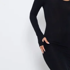Robe Mi-longue En Jersey Noir à Bretelles Et Manches Longues 8 Robe Mi-longue En Jersey Noir à Bretelles Et Manches Longues -Jupe Lumine Soldes Boutique 778d66b5f5f08cbe9f7fb704dafe300d79278cb1 cnd4102 4