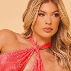 Robe Longue Plissée Rouge à Dos Nu Et Liens Noués -Jupe Lumine Soldes Boutique 77a686ebf25fdb9c5abf6e1f40e312b8da9ee51a cne3009 4