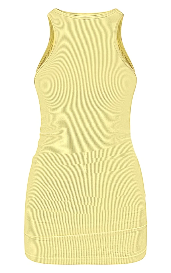 Robe Moulante Côtelée Vert Citron à Dos Nageur Et Contours 5 Robe Moulante Côtelée Vert Citron à Dos Nageur Et Contours – Image 5