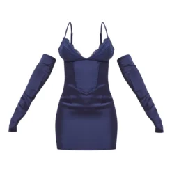 Robe Droite Bleu Marine Satinée à Bonnets En Dentelle Et épaules Dénudées -Jupe Lumine Soldes Boutique 77f073560ce69e7c43d383e02b60d05544ac257c cnd0377 5