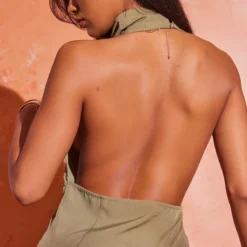 Robe Moulante Kaki Dos Nu à Col Bénitier Montant -Jupe Lumine Soldes Boutique 7814a21b9042bc1316ced4d9ea816931fc6c68ed cne1025 4