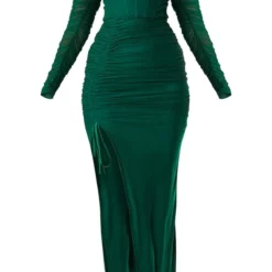 Robe Longue En Mesh Vert émeraude Froncé à Armatures -Jupe Lumine Soldes Boutique 7868dcd56dccb0a2c0fcbef659e01c10f875beaa cmu6155 6