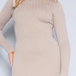 Robe Moulante Côtelée Gris Pierre à Manches Longues Et Contours Structurés -Jupe Lumine Soldes Boutique 79671f9a17bc5177e809b647a36f125063fc0e3f cnb3602 4