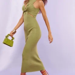 Robe Longue Sans Manches En Maille Tricot Vert Sauge à Devant Torsadé -Jupe Lumine Soldes Boutique 79dff3ed0afca3d566547dabf97995fc8c127267 cnc5962 3