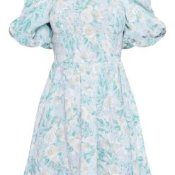 Robe Droite Fleurie Verte à Manches Bouffantes Et Taille Nouée -Jupe Lumine Soldes Boutique 79f9b8ebe2268665e39e9b32e1df0b9f10aec47d cnc9971 5