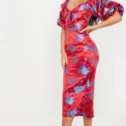 Robe Mi-longue Rouge En Jacquard Floral à Laçage Au Dos -Jupe Lumine Soldes Boutique 7a8fb1623b9e337faeb6bd3fdeef14a2d218d741 cmh1122 3