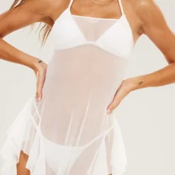 Robe De Plage Bustier En Mesh Blanc à Volants -Jupe Lumine Soldes Boutique 7bae01b530be2c6e02bda643292bd04b06d4f61d cne4509 4