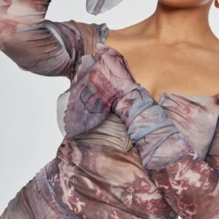 Robe Moulante En Mesh Imprimé Renaissance Multicolore Froncé à Barre En V -Jupe Lumine Soldes Boutique 7c50708a2140844e81a92f1f1016002435231e1b cnd0393 4