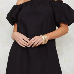 Robe Mi-longue Noire Tissée à Col Bardot Et Manches Bouffantes -Jupe Lumine Soldes Boutique 7c609f29692b3b4d7a7dc4e033c82ab65caba50f cnd8863 4