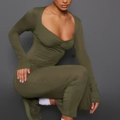 Robe Mi-longue Vert Sauge Kaki En Jersey à Noeud Sous Le Buste -Jupe Lumine Soldes Boutique 7d55ed1ee72384b8f76ab93c444973c90d97f563 cnc9055 3