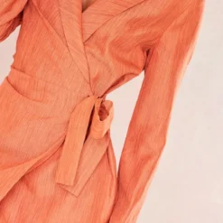 Robe Blazer Portefeuille Texturée Rouille Effet Lin Nouée à La Taille -Jupe Lumine Soldes Boutique 7ddecac5472c5bd0e7ac9dd1e488e164cab63076 cne1362 4