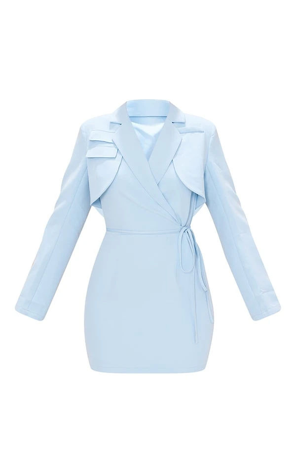 Robe Blazer Style Utilitaire Bleue à Manches Longues Et Ceinture 5 Robe Blazer Style Utilitaire Bleue à Manches Longues Et Ceinture – Image 5