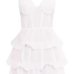 Robe Moulante Volantée Blanche En Mousseline De Soie à Bonnets Plissés -Jupe Lumine Soldes Boutique 7e1f9fc67630769f99913278db49e098ef15fa13 cne2974 5