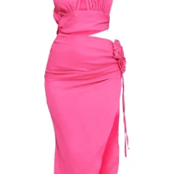 Robe Mi-longue En Mousseline De Soie Rose Vif Découpée Dos Nu à Empiècement Rose -Jupe Lumine Soldes Boutique 7f47766e23719266b068049cad57a5607df2d7dd cne1420 5