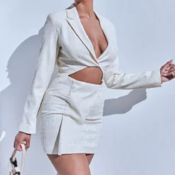 Robe Blazer Texturée Crème à Découpe Sur La Taille 7 Robe Blazer Texturée Crème à Découpe Sur La Taille -Jupe Lumine Soldes Boutique 7f70eef51add4ebfd0ffbdd9823b3af76780cba2 cmw4787 4