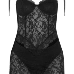 Robe Moulante En Dentelle Transparente Noire à Lacets Et Bretelles Nouées -Jupe Lumine Soldes Boutique 8017b7e39e74e3e74e279ba96238f9a0d36733f0 cne7697 5