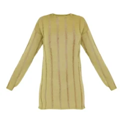 Robe Droite Texturée Vert Olive Déchirée à Manches Longues Oversize -Jupe Lumine Soldes Boutique 804ea7a77a1b002fbc273fa25da35e663b104f4e cna0984 5