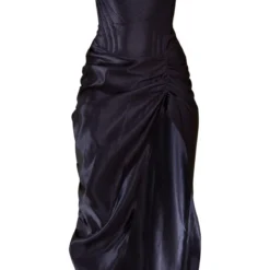 Robe Mi-longue Satinée Noire à Corset Et Jupe Froncée -Jupe Lumine Soldes Boutique 80523b122398d2c8340b8e8281a50c71644931a6 cnb7406 5