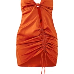 Robe Moulante Satinée Orange à Buste Noué Découpé Et Fronces -Jupe Lumine Soldes Boutique 80c2f439bae12e5b2e38ed0e2220c8a672fbd4fc cnd7652 5