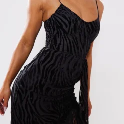 Robe Mi-longue Drapée Noire à Armatures Et Franges -Jupe Lumine Soldes Boutique 81340968d2b20ea647ff76bc769c45d36c91e8ef cnb3669 4