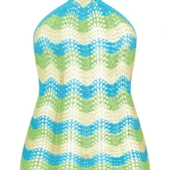 Robe Dos Nu En Maille Tricot Crochetée Bleue à Effet Vague -Jupe Lumine Soldes Boutique 81ae29b461c18aef056e5719c385888281925eaf cnc6511 5