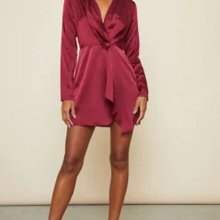 Robe Cache-coeur Satinée Bordeaux à Manches Longues -Jupe Lumine Soldes Boutique 8227f5e98cbcd14a68dfa3a0ca11b409a22fcb34 clt7259 3