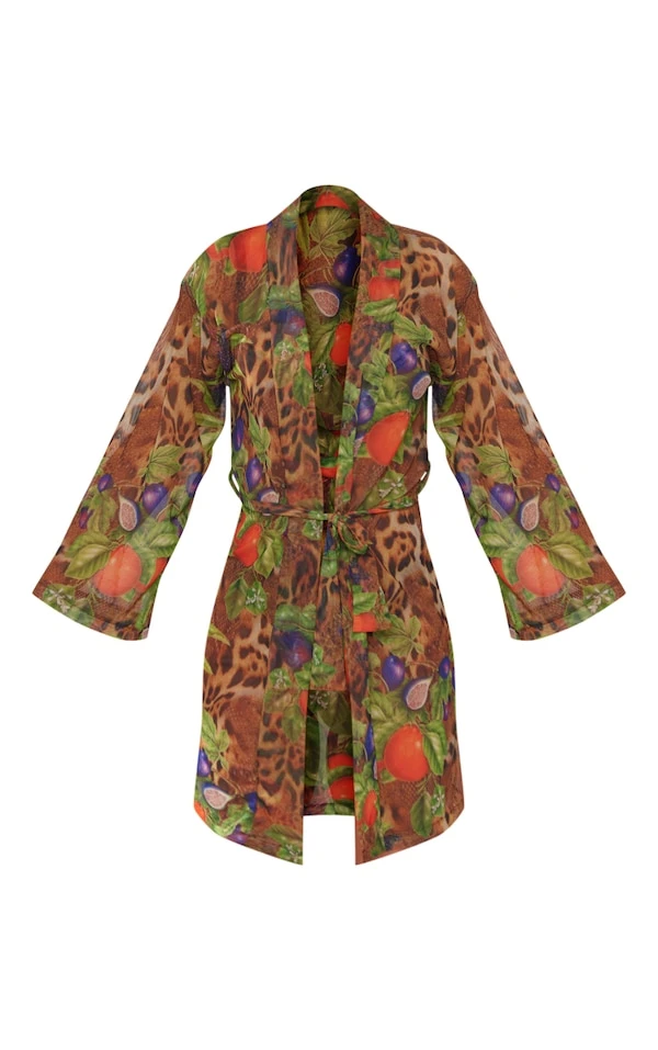 Robe De Chambre En Mesh Multicolore Imprimé Léopard 5 Robe De Chambre En Mesh Multicolore Imprimé Léopard – Image 5