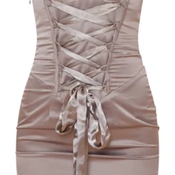 Robe Bustier Moulante Satinée Taupe Détail Corset à Rubans Lacés -Jupe Lumine Soldes Boutique 845e2c70ef9360574dec2aa9cb9dc8a1866ed170 cnd0014 5
