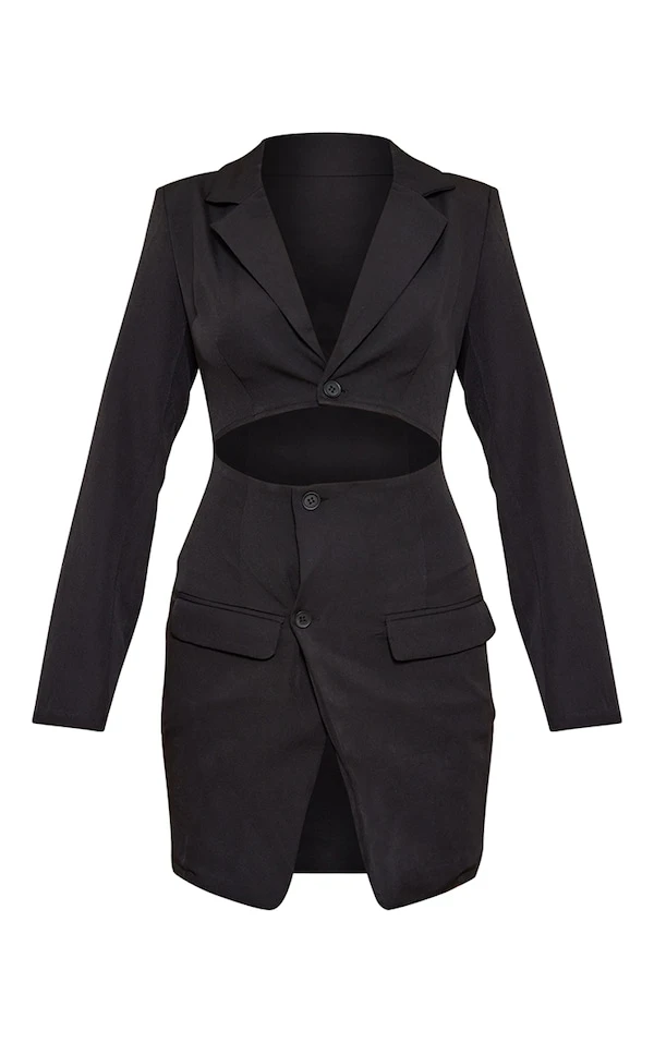 Robe Blazer De Tailleur Moulante Noire à Taille Découpée 5 Robe Blazer De Tailleur Moulante Noire à Taille Découpée – Image 5