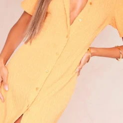 Robe Chemise Longue Orange Crêpée Texturée à Boutons -Jupe Lumine Soldes Boutique 858ed47fac3e449e1313c295685b5f8a260c7e56 cnd8851 4