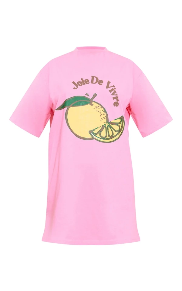 Robe T-shirt Manches Longues Rose Vif à Slogan Valencia 5 Robe T-shirt Manches Longues Rose Vif à Slogan Valencia – Image 5