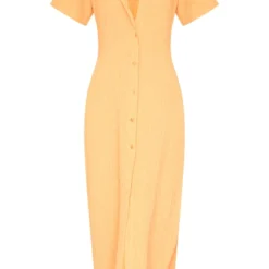 Robe Chemise Longue Orange Crêpée Texturée à Boutons -Jupe Lumine Soldes Boutique 86a393edde2b20fad0004b0d88bf31cf071c0b37 cnd8851 5