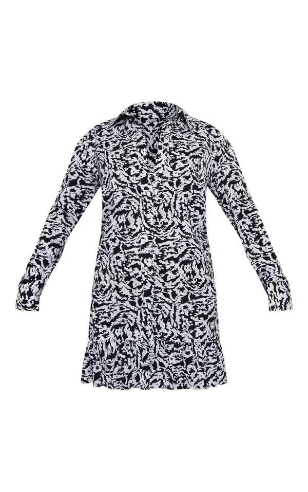 Robe Chemise Multicolore Imprimé Abstrait à Manchettes Et Ourlet Volanté 5 Robe Chemise Multicolore Imprimé Abstrait à Manchettes Et Ourlet Volanté – Image 5