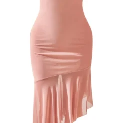 Robe-bustier Asymétrique Mi-longue Rose Poudré à Ourlet Volanté -Jupe Lumine Soldes Boutique 8762a76d065a3e3d4fa5cff397c41c24659cf728 cne2999 5