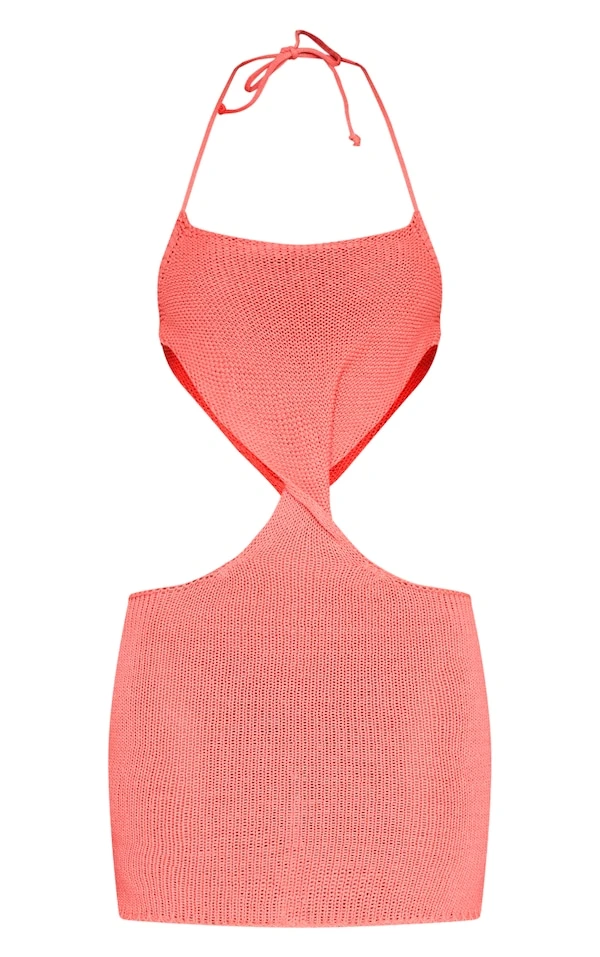 Mini Robe En Maille Tricot Corail à Torsade Sur La Taille 5 Mini Robe En Maille Tricot Corail à Torsade Sur La Taille – Image 5