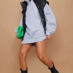 Robe Pull Oversize En Sweat Gris Chiné à Capuche -Jupe Lumine Soldes Boutique 87dded848bf1e4750624700b937ef88d30c156c1 cmv4111 4