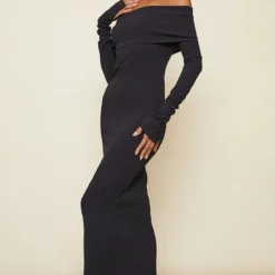 Robe Longue Repliée Noire à Manches Froncées -Jupe Lumine Soldes Boutique 88e4cfb4410380166476be1c43803905010f52a0 cnd0009 3